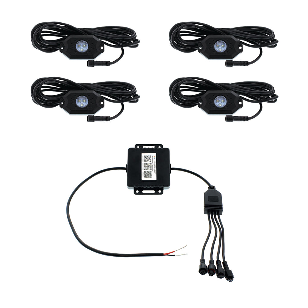 RGB Multi-Color 500 Lumen LED Rock Light 4-Piece Kit - View 1