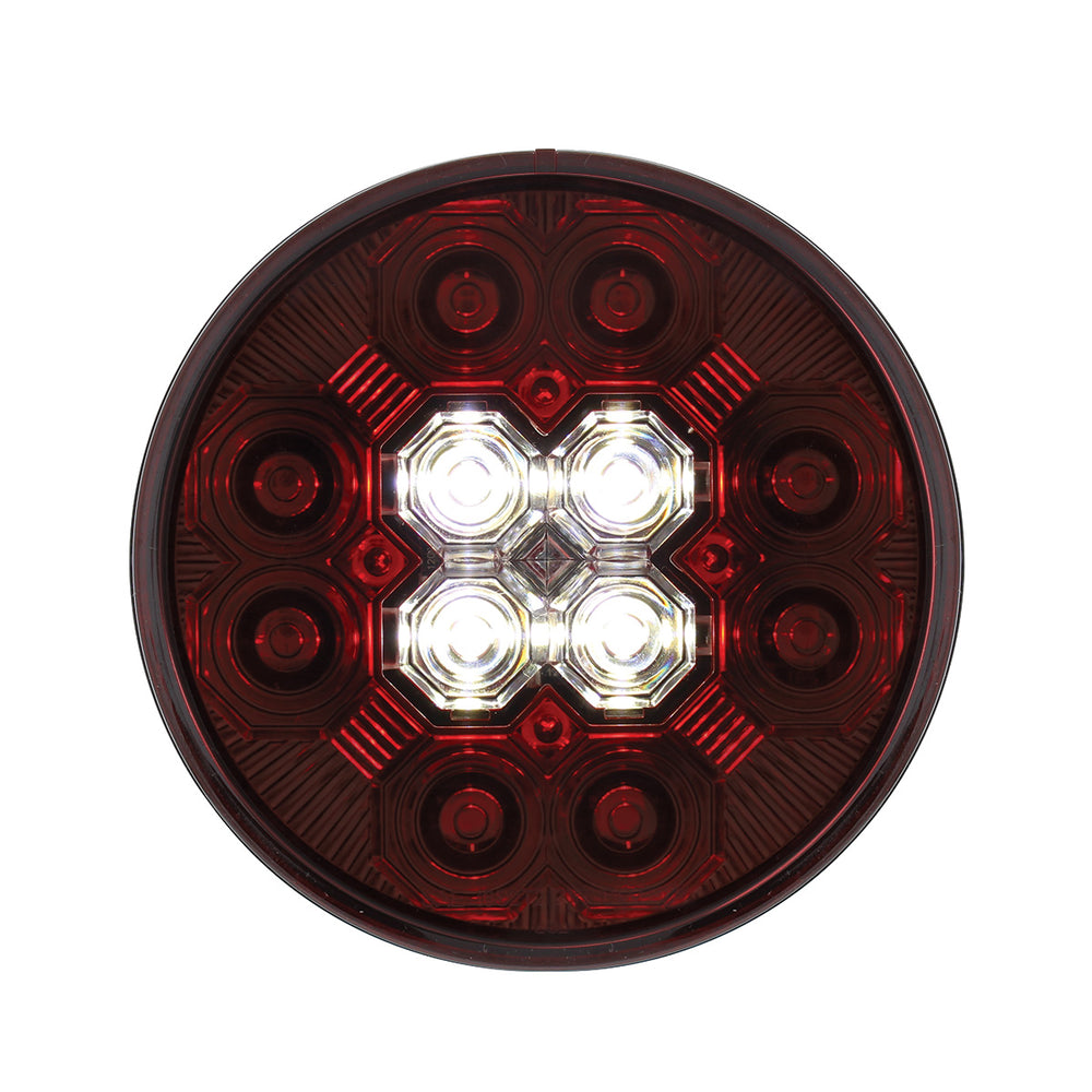 4" Round Combo Light With 12 LED Stop, Turn & Tail & 16 LED Back-Up - Red LED/Red Lens - View 2