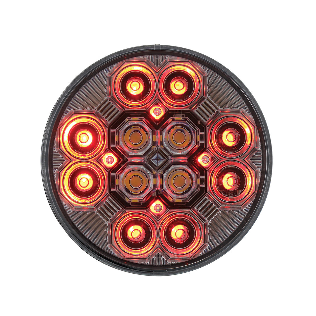 4" Round Combo Light With 12 LED Stop, Turn &amp; Tail &amp; 16 LED Back-Up - Red LED/Clear Lens - View 1