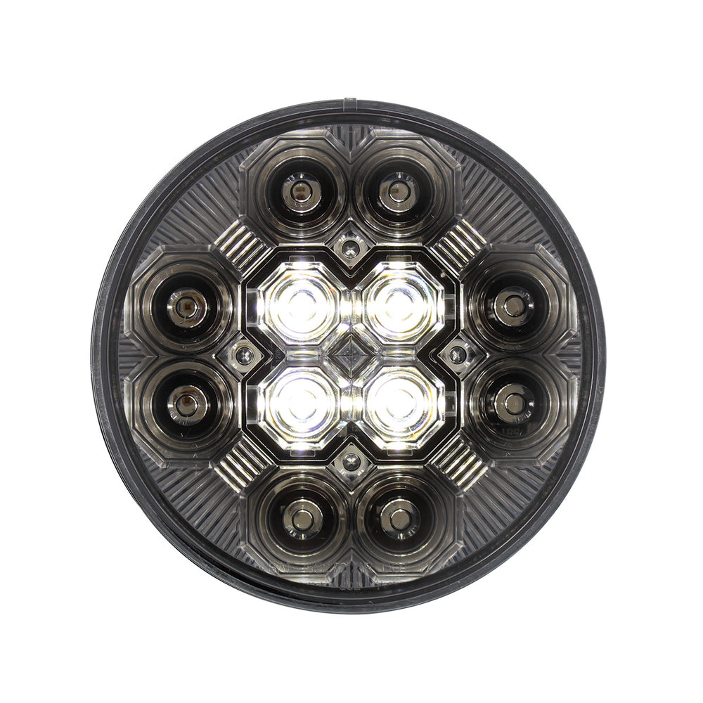 4" Round Combo Light With 12 LED Stop, Turn & Tail & 16 LED Back-Up - Red LED/Clear Lens - View 2
