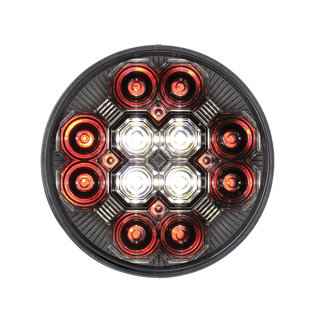 4" Round Combo Light With 12 LED Stop, Turn &amp; Tail &amp; 16 LED Back-Up - Red LED/Clear Lens - View 3