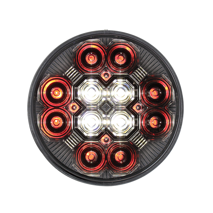 4" Round Combo Light With 12 LED Stop, Turn &amp; Tail &amp; 16 LED Back-Up - Red LED/Clear Lens - View 3