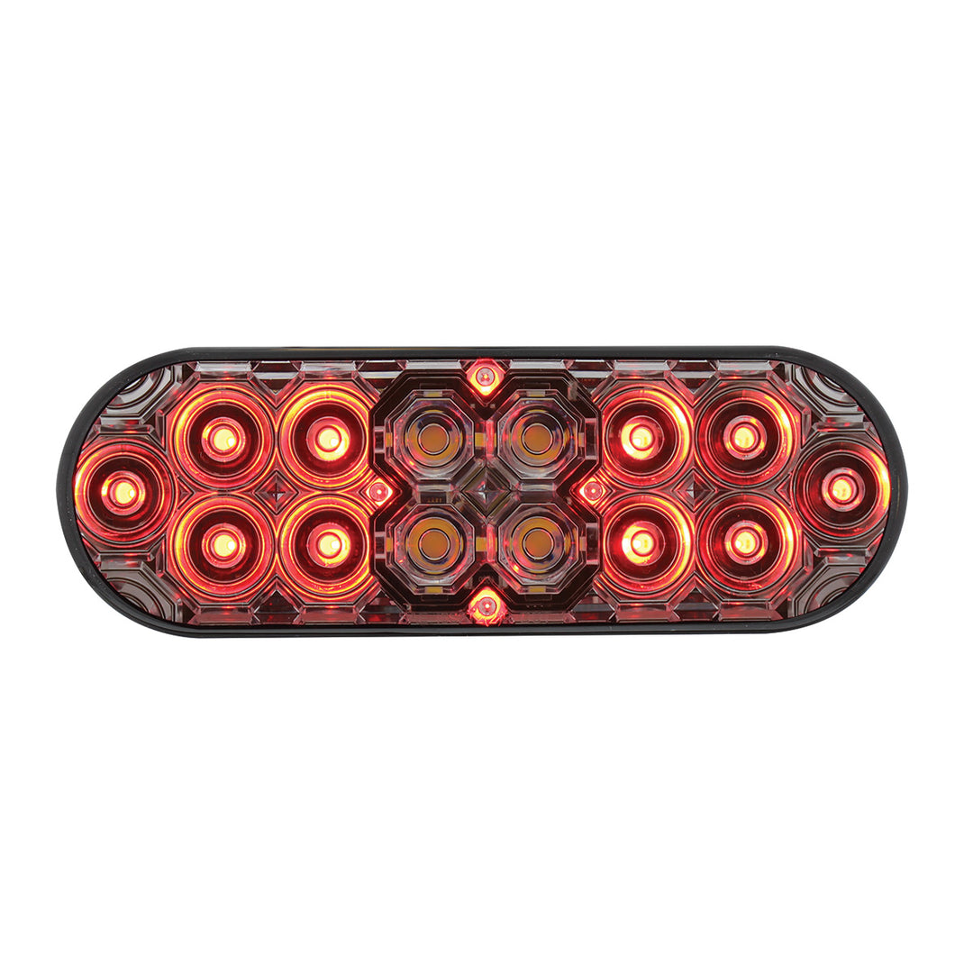 6" Oval Combo Light With 14 LED Stop, Turn &amp; Tail &amp; 16 LED Back-Up - Red LED/Clear Lens - View 1
