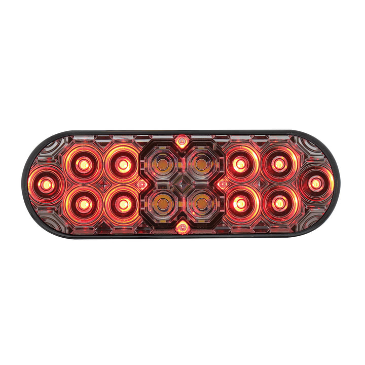 6" Oval Combo Light With 14 LED Stop, Turn &amp; Tail &amp; 16 LED Back-Up - Red LED/Clear Lens - View 1