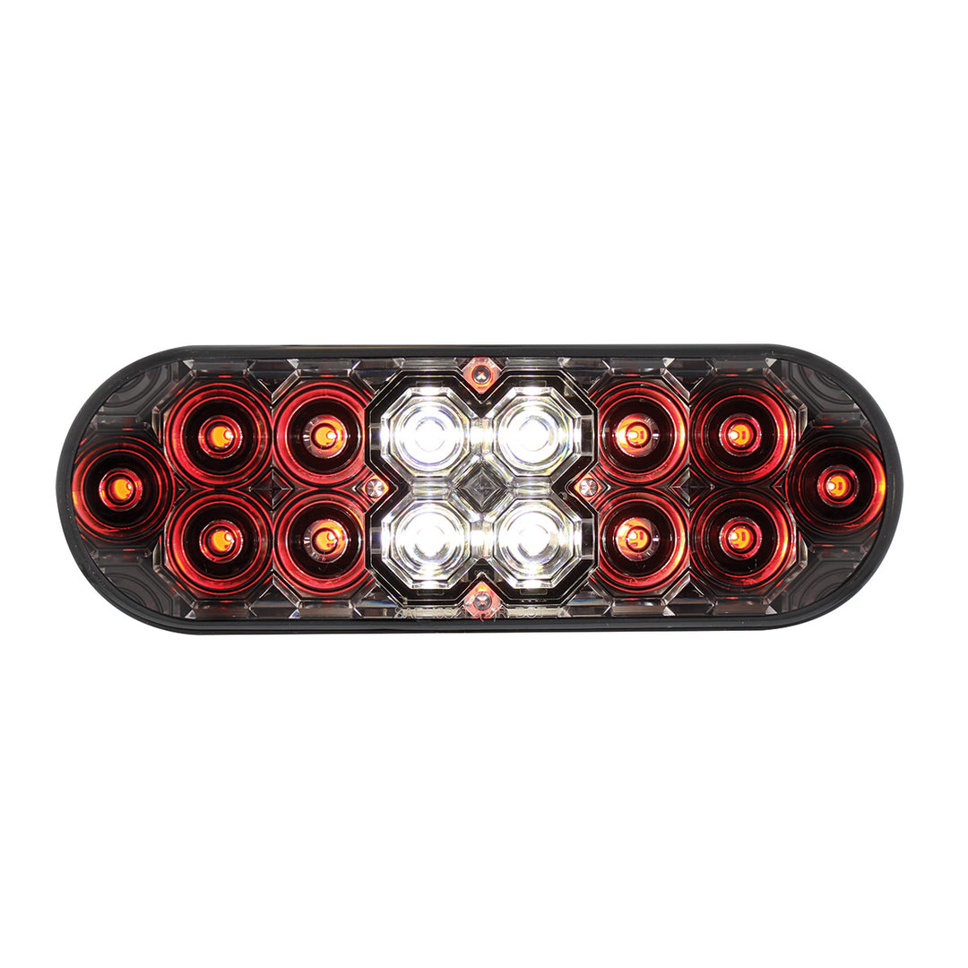 6" Oval Combo Light With 14 LED Stop, Turn &amp; Tail &amp; 16 LED Back-Up - Red LED/Clear Lens - View 3
