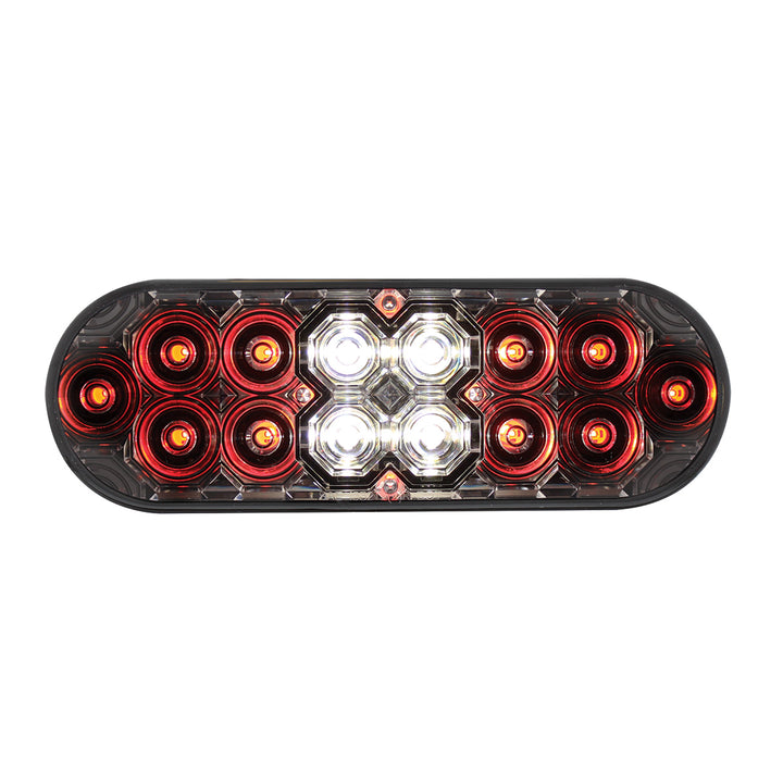 6" Oval Combo Light With 14 LED Stop, Turn &amp; Tail &amp; 16 LED Back-Up - Red LED/Clear Lens - View 3