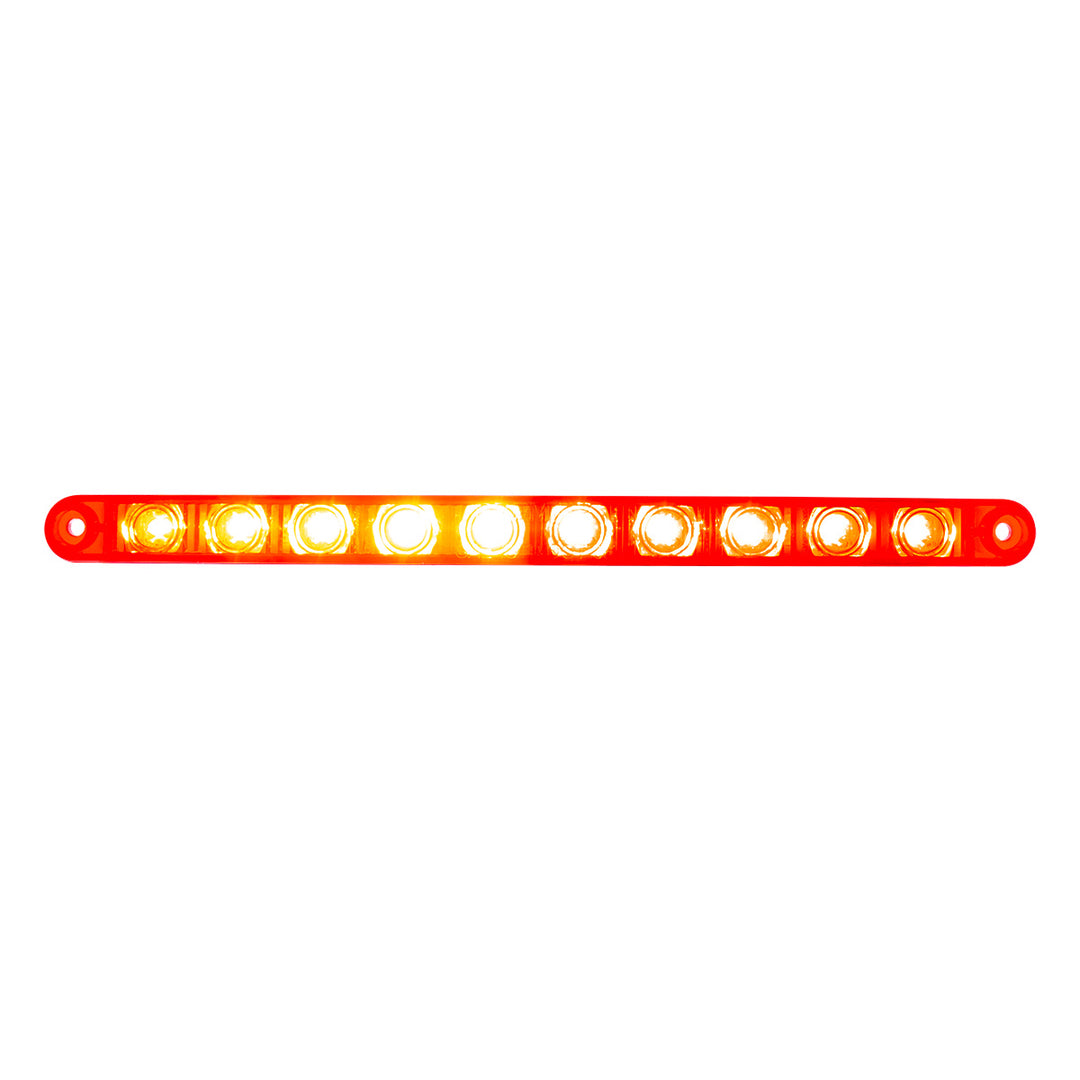 10 LED 9" Split Turn Function Light Bar - Red LED/Red Lens (Bulk) - View 3