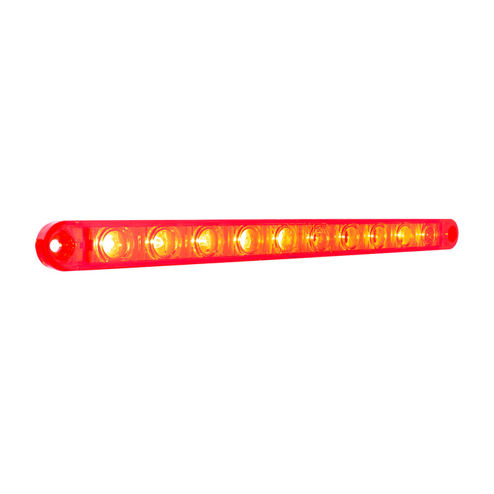10 LED 9" Split Turn Function Light Bar - Red LED/Red Lens (Bulk) - View 5
