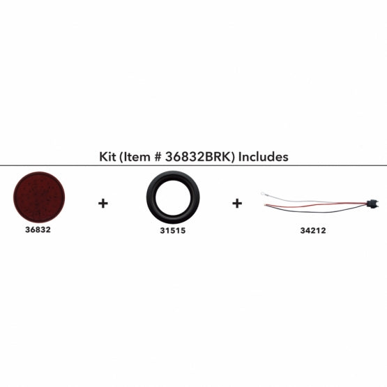 30 LED 4" Round Light Kit (Stop, Turn &amp; Tail) - Red LED/Red Lens - View 4