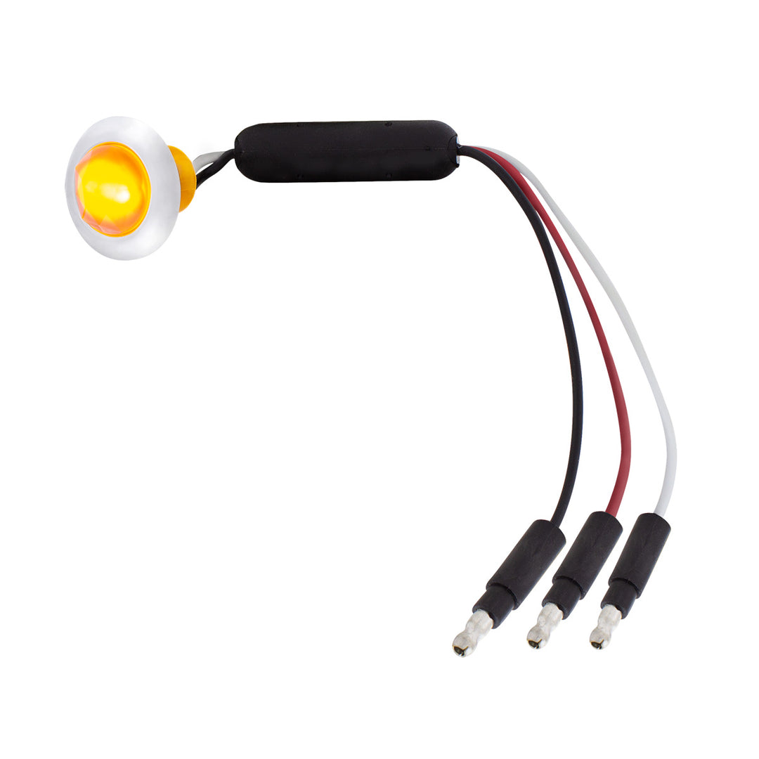 3 LED Dual Function 3/4" Mini Light (Clearance/Marker) With Faceted Crystal Lens-Amber LED/Amber Lens - View 1