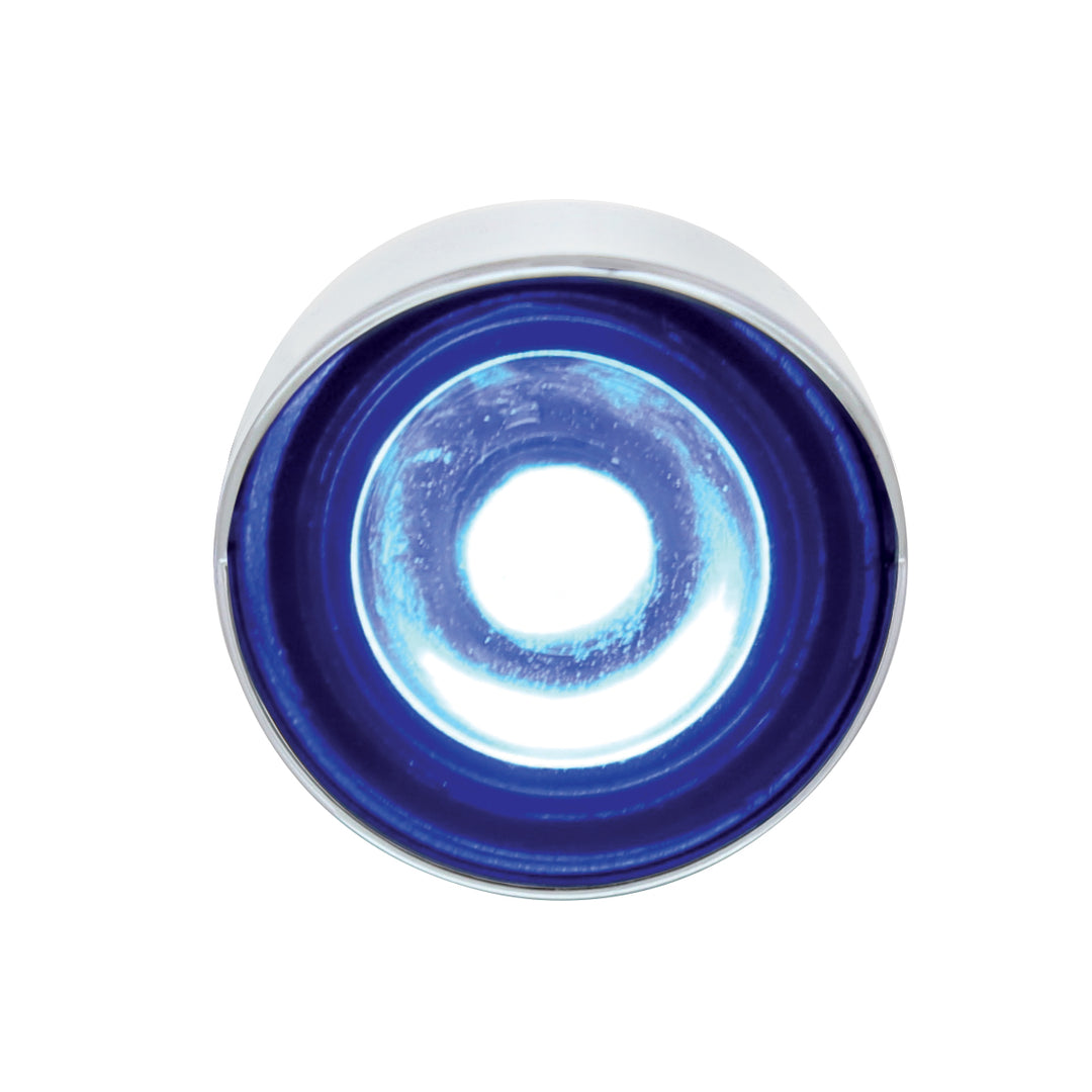 3 High Power LED 1" Light (Clearance/Marker) With Visor - Blue LED/Clear Lens - View 1