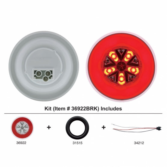 18 LED 4" Round GloLight Kit (Stop, Turn &amp; Tail) - Red LED/Red Lens (Each) - View 1