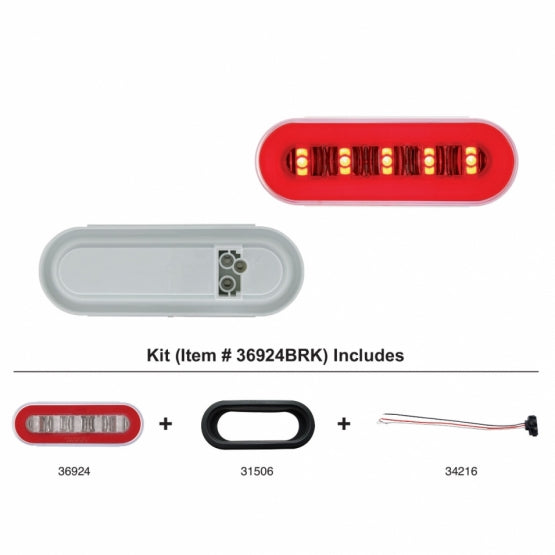 22 LED 6" Oval GloLight Kit With Divider Bar Inner Design (Stop, Turn &amp; Tail) - Red LED/Red Insert (Each) - View 1