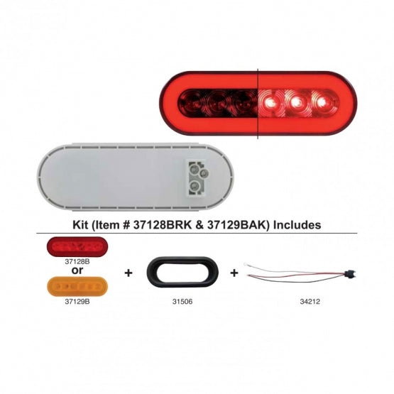 22 LED 6" Oval GloLight Kit (Stop, Turn &amp; Tail) - Red LED/Red Lens (Each) - View 1