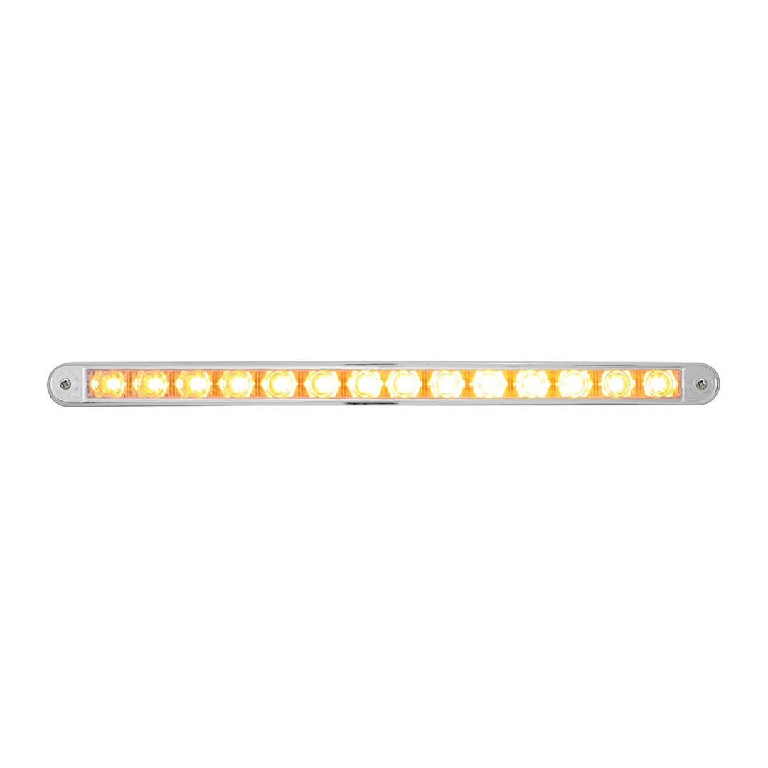 14 LED 12" Auxiliary Warning Light Bar With Bezel - Amber LED/Clear Lens - View 1