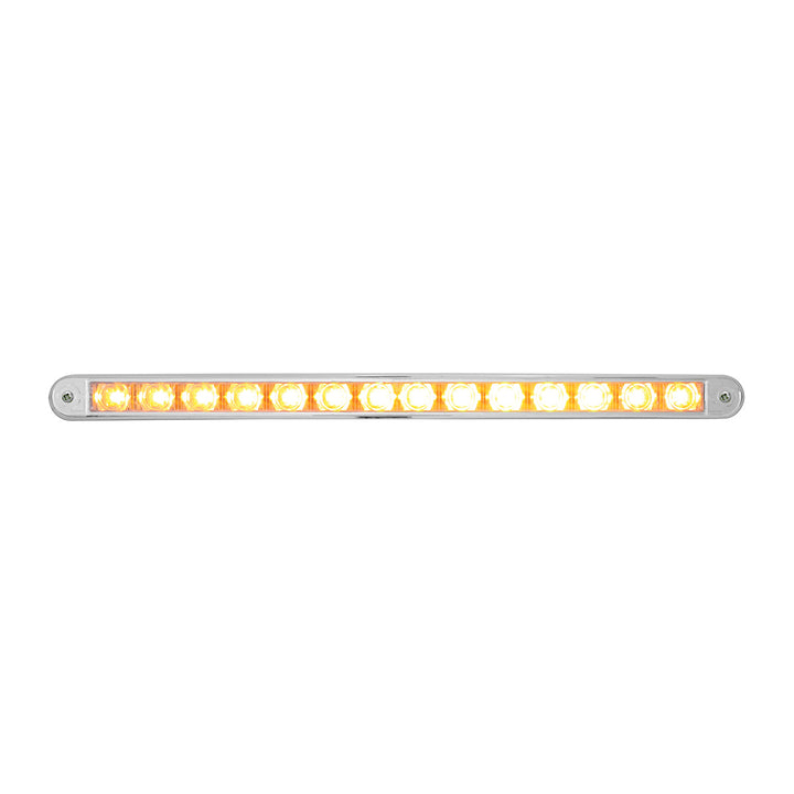 14 LED 12" Auxiliary Warning Light Bar With Bezel - Amber LED/Clear Lens - View 1