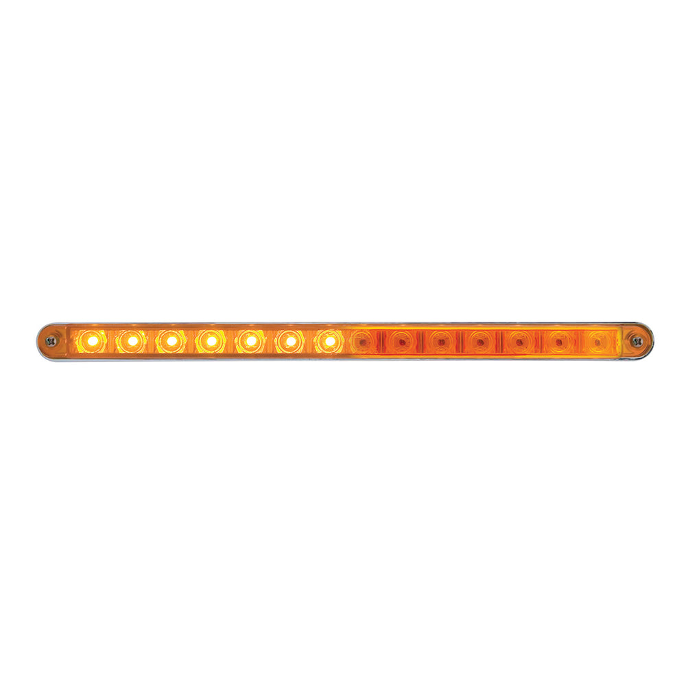 14 LED 12" Sequential Light Bar With Bezel - Amber LED/Amber Lens - View 2