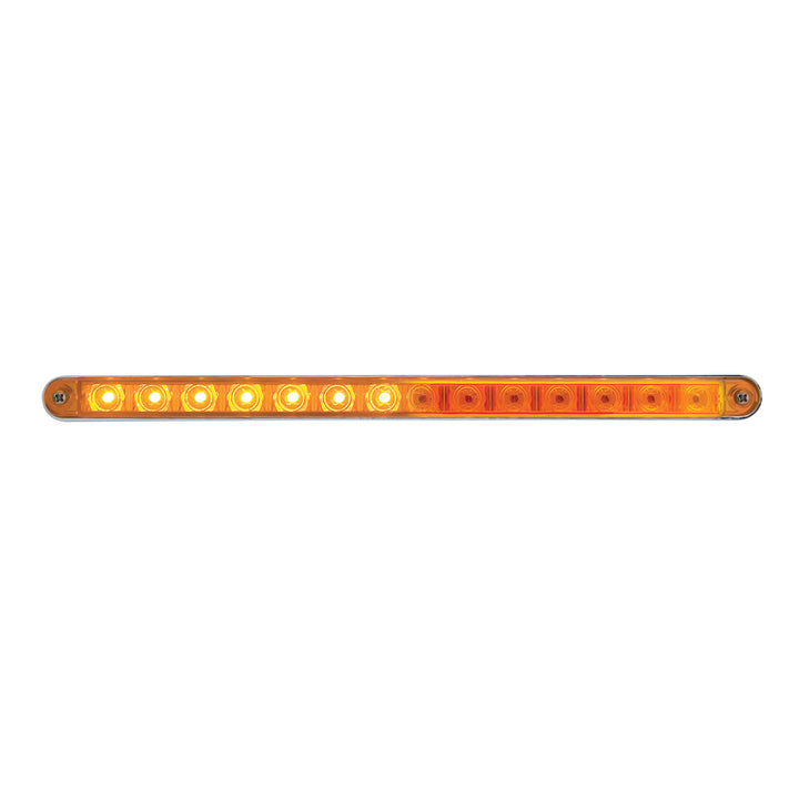 14 LED 12" Sequential Light Bar With Bezel - Amber LED/Amber Lens - View 2