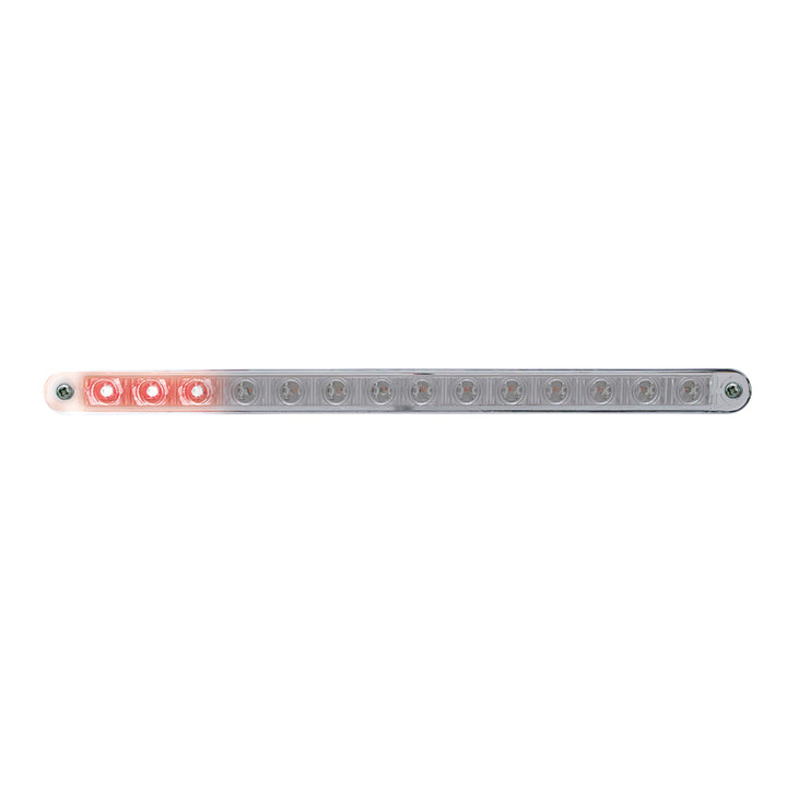 14 LED 12" Sequential Light Bar With Bezel - Red LED/Clear Lens - View 1