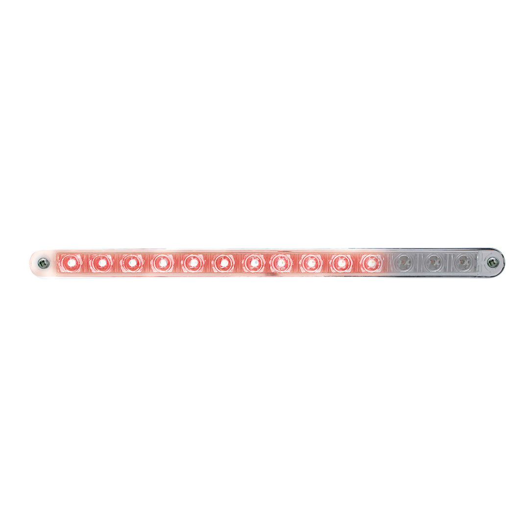14 LED 12" Sequential Light Bar With Bezel - Red LED/Clear Lens - View 3