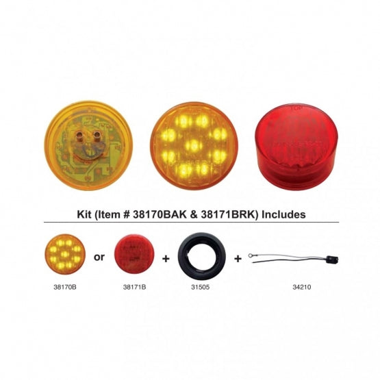 9 LED 2" Round Light Kit (Clearance/Marker) - Amber LED/Amber Lens - View 1