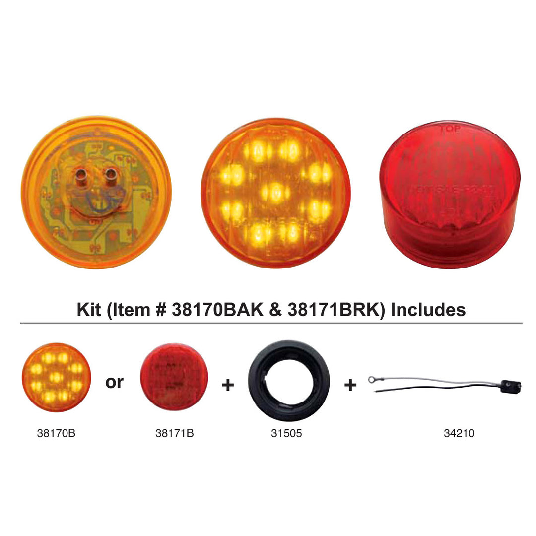 9 LED 2" Round Light Kit (Clearance/Marker) - Amber LED/Amber Lens - View 2