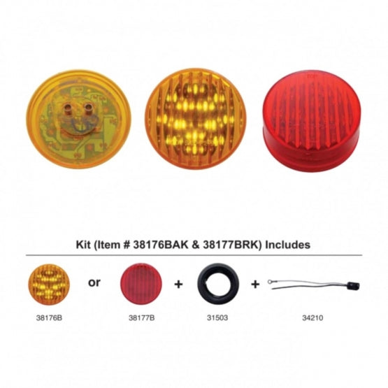 13 LED 2.5" Round Light Kit (Clearance/Marker) - Red LED/Red Lens - View 1