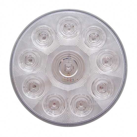 10 LED 4" Round Light (Stop, Turn &amp; Tail) - Red LED/Clear Lens - View 1