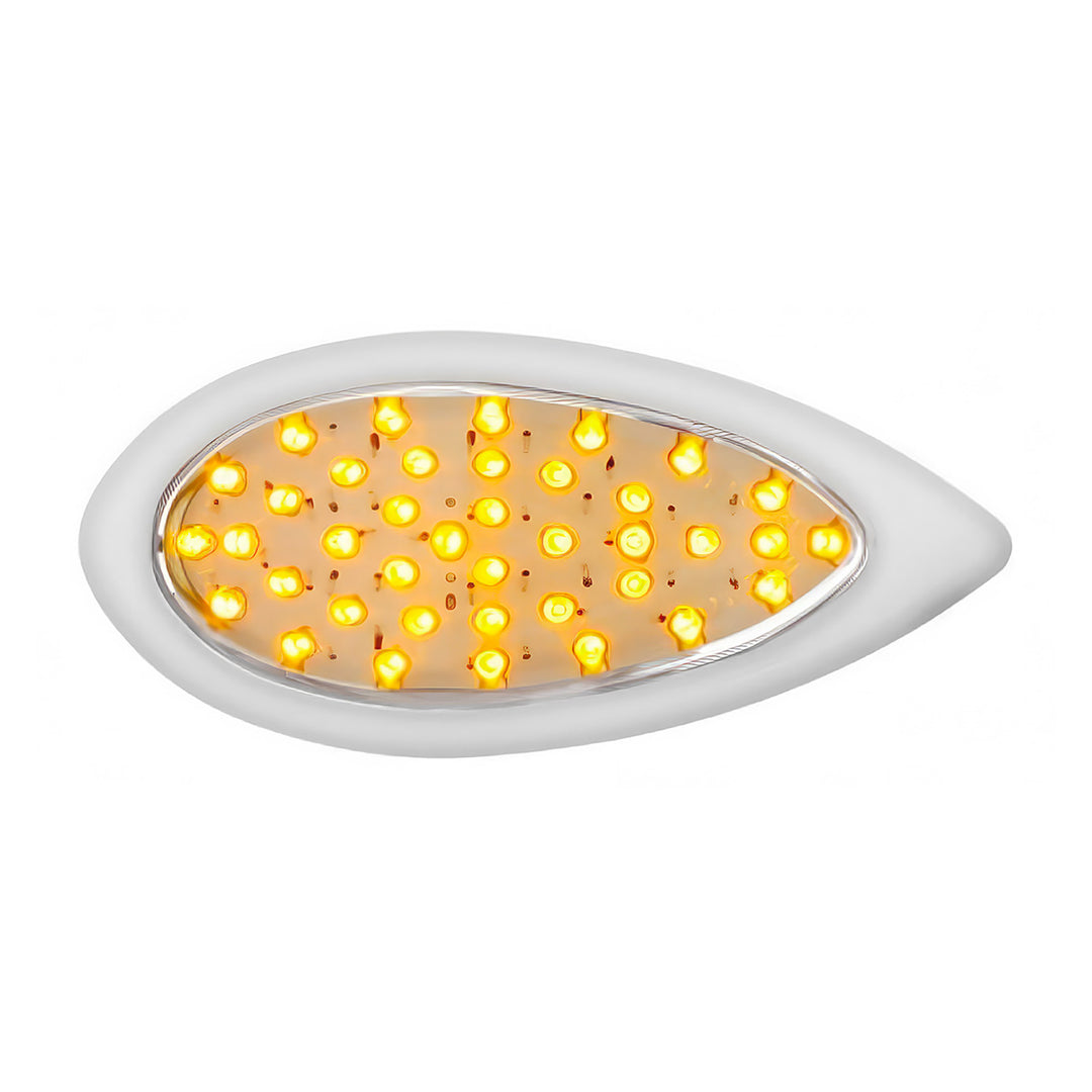 39 LED "Teardrop" Turn Signal Light With Bezel - Amber LED/Clear Lens - View 1