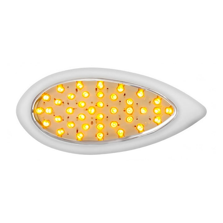 39 LED "Teardrop" Turn Signal Light With Bezel - Amber LED/Clear Lens - View 1