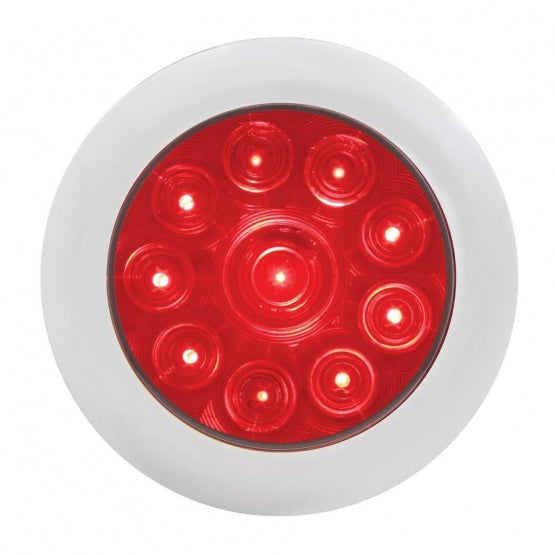 10 LED 4" Round Light With Bezel (Stop, Turn &amp; Tail) - Red LED/Red Lens - View 1