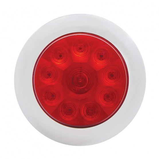 10 LED 4" Round Light With Bezel (Stop, Turn &amp; Tail) - Red LED/Red Lens - View 2