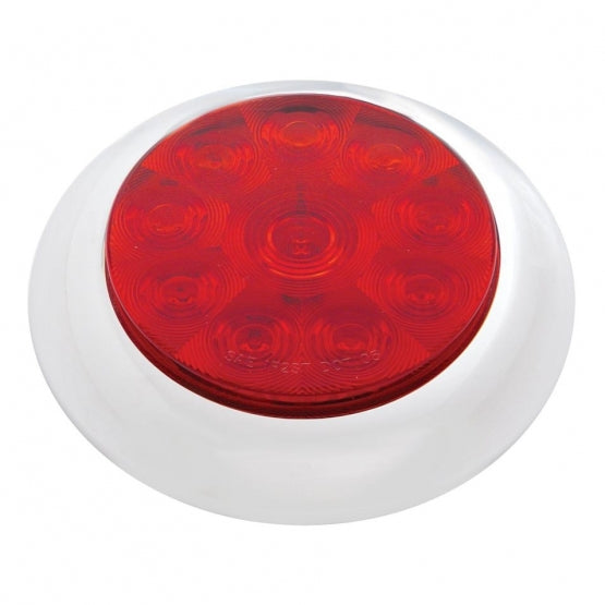 10 LED 4" Round Light With Bezel (Stop, Turn &amp; Tail) - Red LED/Red Lens - View 3