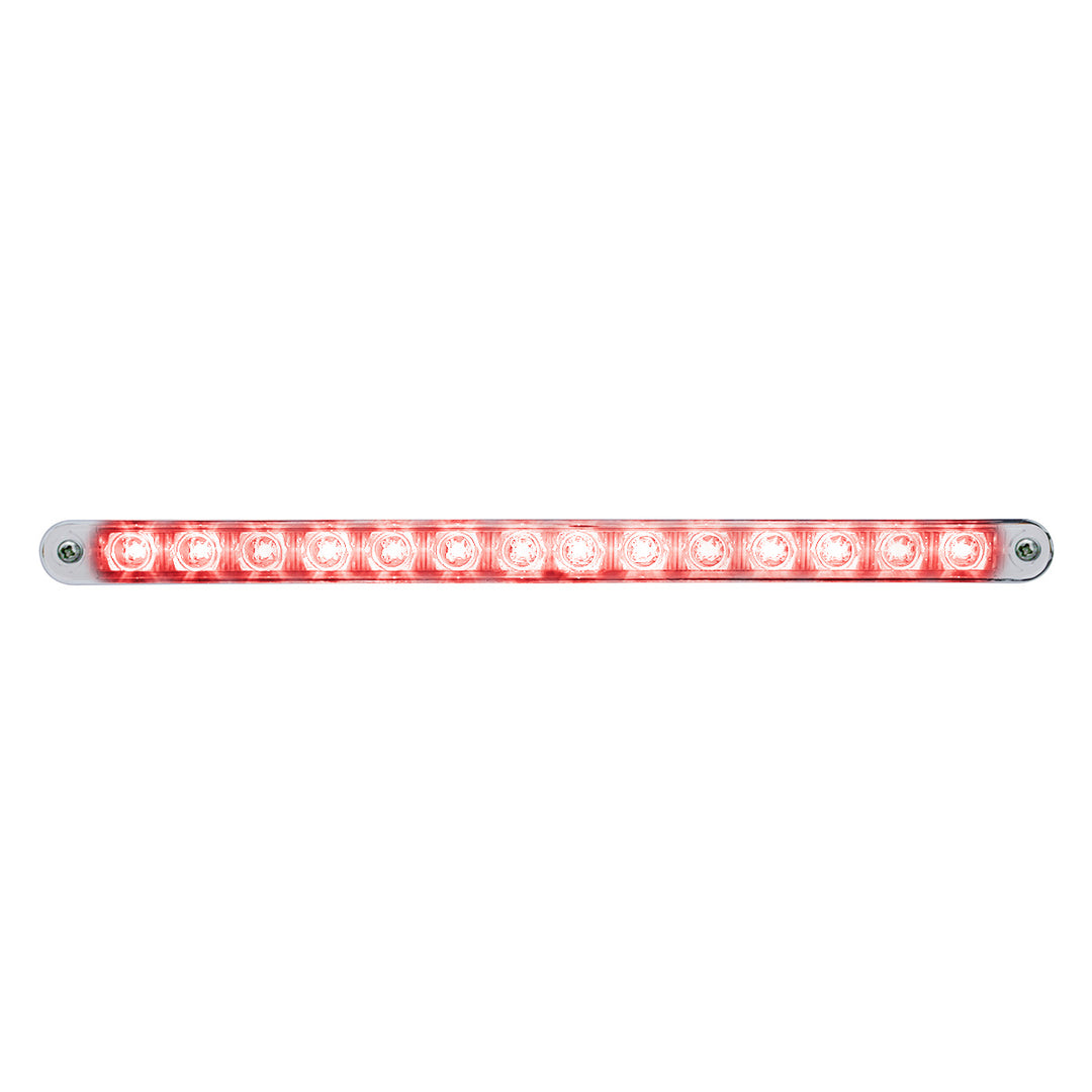 14 LED 12" Auxiliary strip Light With Bezel - Red LED/Chrome Lens - View 1