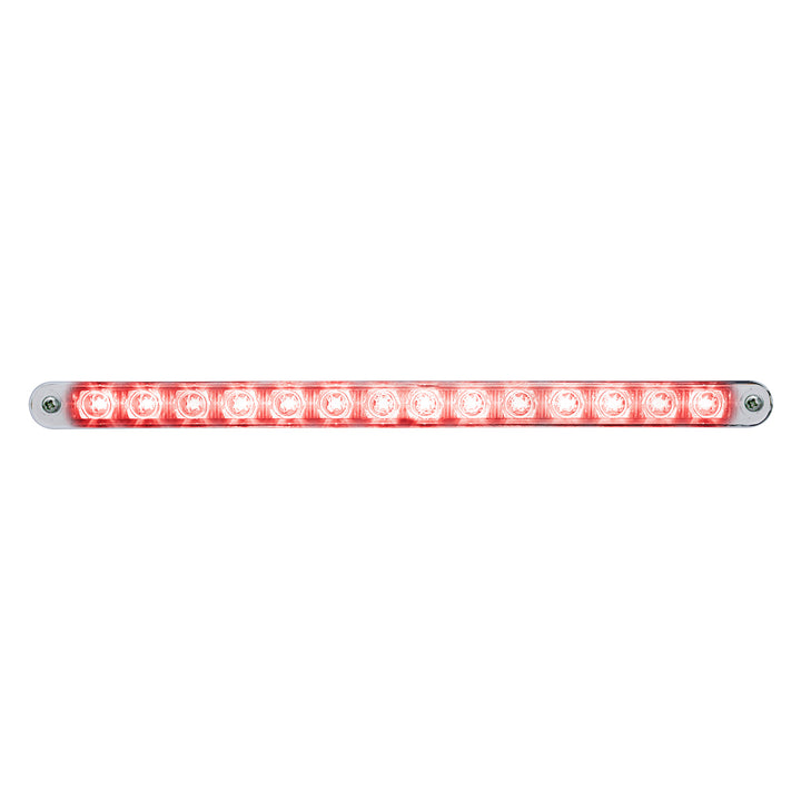 14 LED 12" Auxiliary strip Light With Bezel - Red LED/Chrome Lens - View 1
