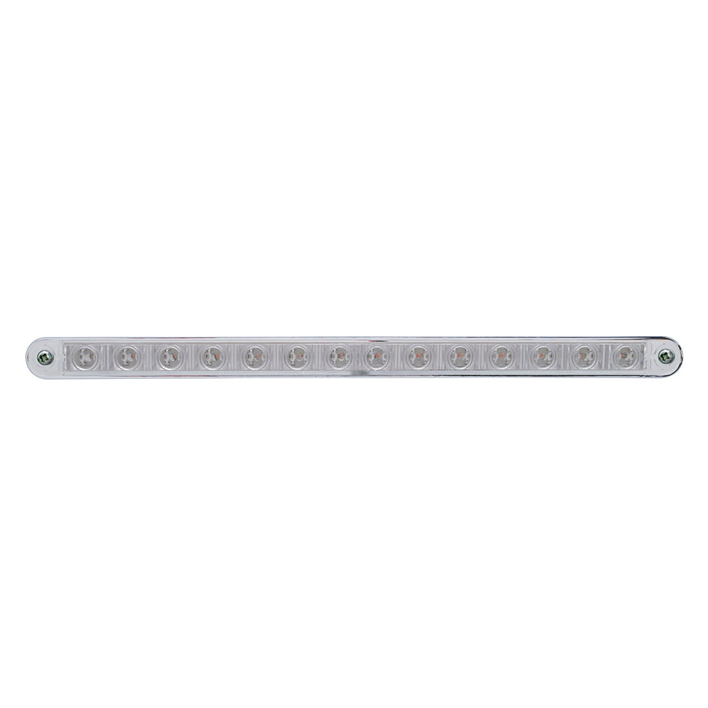 14 LED 12" Auxiliary strip Light With Bezel - Red LED/Chrome Lens - View 2