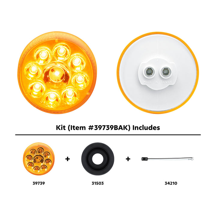 9 LED 2.5" Round Pure Reflector Light Kit (Clearance/Marker) - Amber LED/Amber Lens - View 1