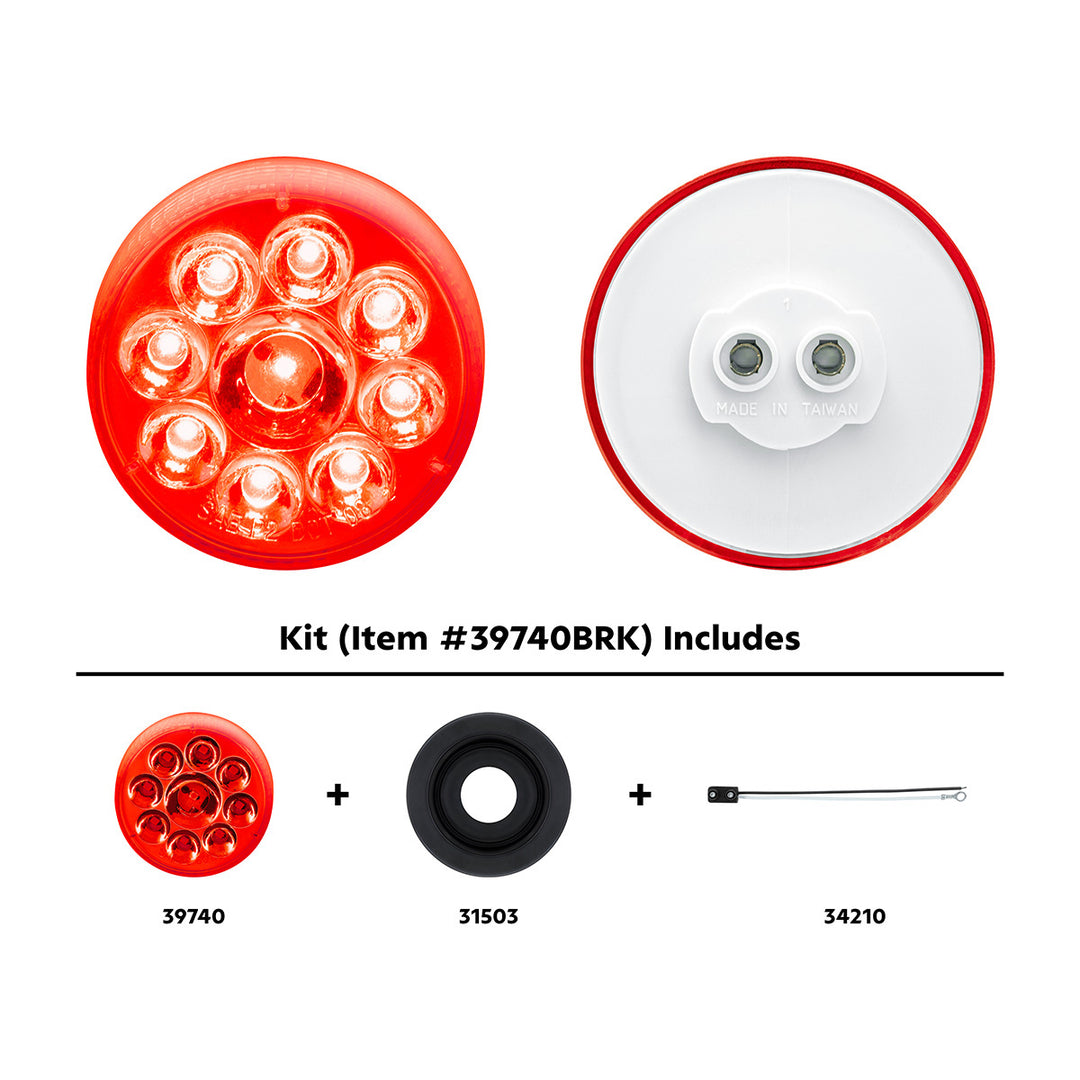 9 LED 2.5" Round Pure Reflector Light Kit (Clearance/Marker) - Red LED/Red Lens - View 1