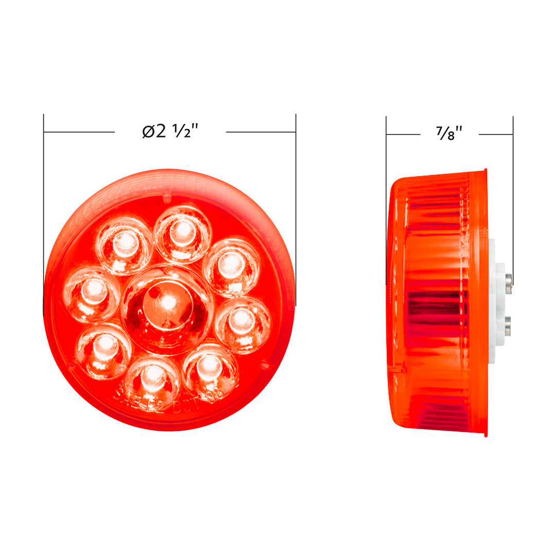 9 LED 2.5" Round Pure Reflector Light Kit (Clearance/Marker) - Red LED/Red Lens - View 10