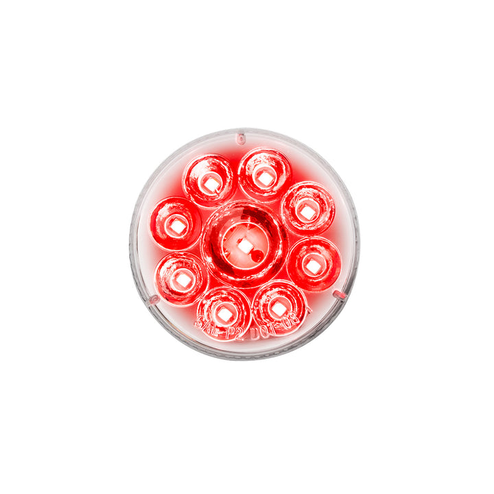 9 LED 2.5" Round Pure Reflector Light (Clearance/Marker) - Red LED/Clear Lens - View 1