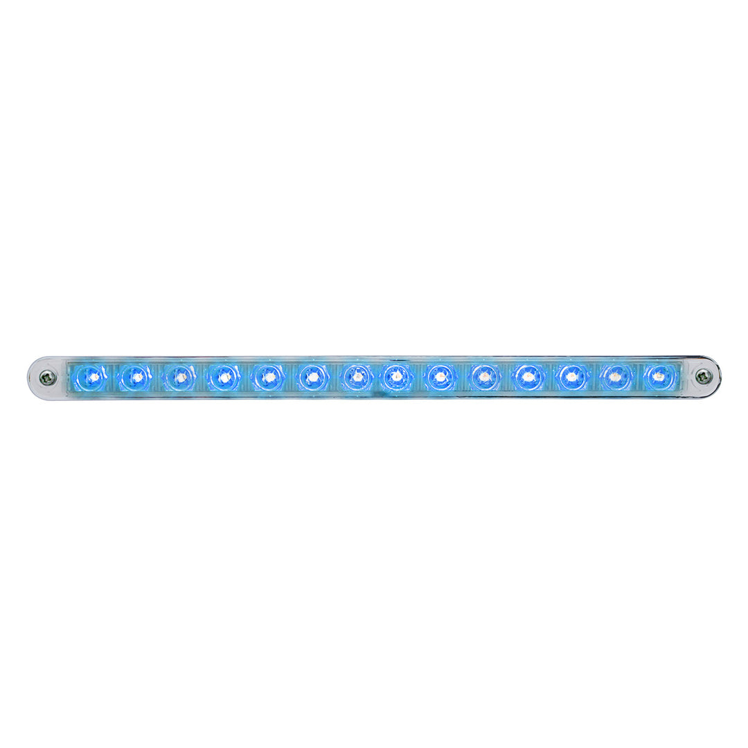 14 LED 12" Auxiliary strip Light With Bezel - Blue LED/Clear Lens - View 1