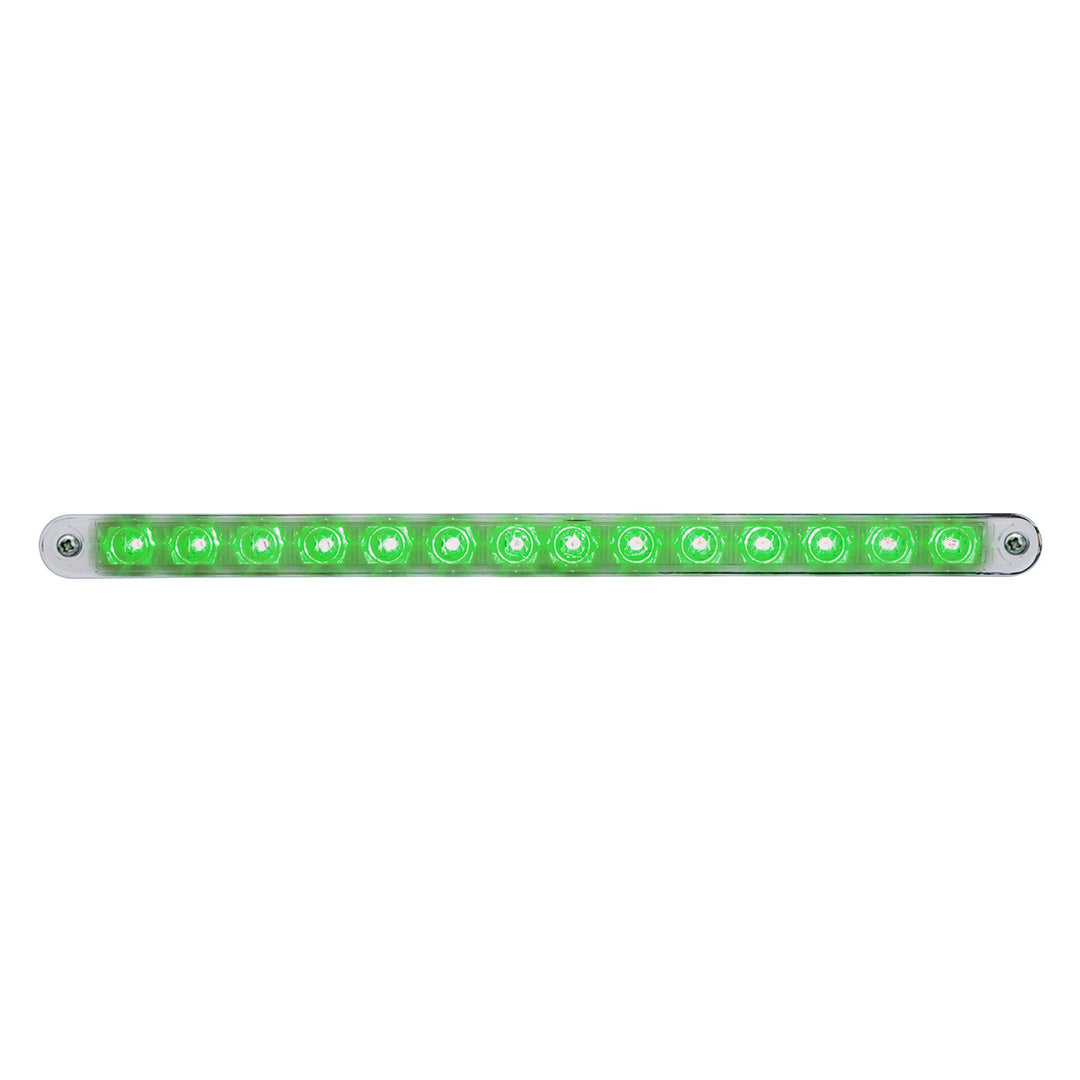 14 LED 12" Auxiliary strip Light With Bezel - Green LED/Clear Lens - View 1
