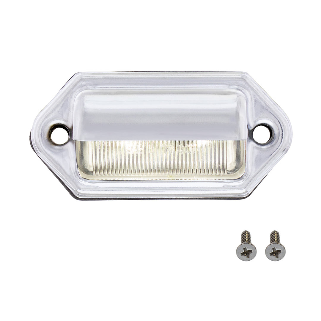 2 White LED Chrome License Plate Light/Utility Light - Competition Series - View 1