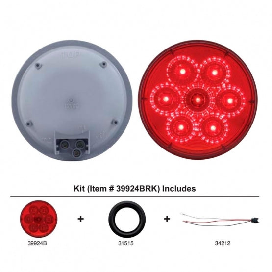 7 LED 4" Round Reflector Light Kit (Stop, Turn &amp; Tail) - Red LED/Red Lens - View 1