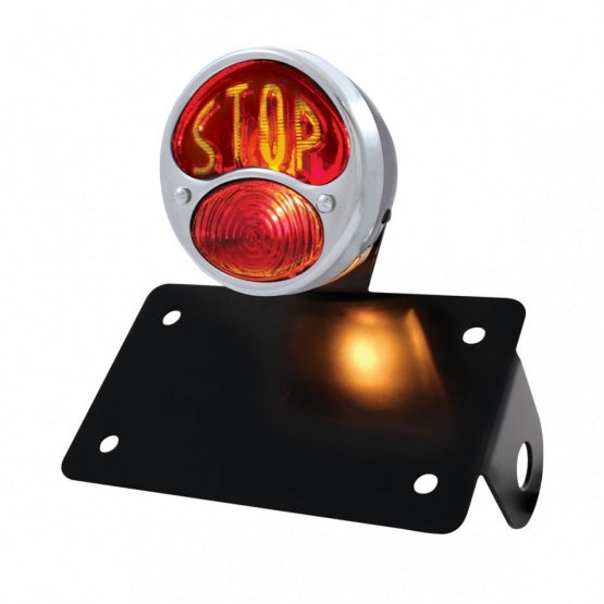 SS &amp; Black Housing 1928 Ford STOP style Tail Light Assembly With Horizontal Mounting Bracket For Motorcycle - View 1