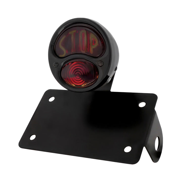 Black 1928 Ford STOP style Tail Light Assembly With Horizontal Mounting Bracket For Motorcycle - View 2