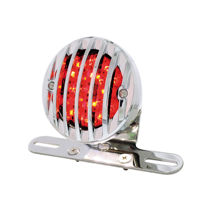 Motorcycle LED Rear Fender Tail Light With Chrome Grille Bezel - Smoke Lens - View 1