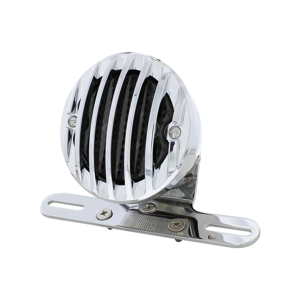 Motorcycle LED Rear Fender Tail Light With Chrome Grille Bezel - Smoke Lens - View 2