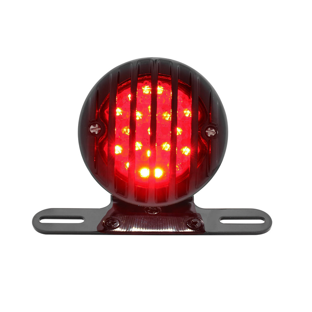 Motorcycle LED Rear Fender Tail Light With Black Grille Bezel - Smoke Lens - View 1
