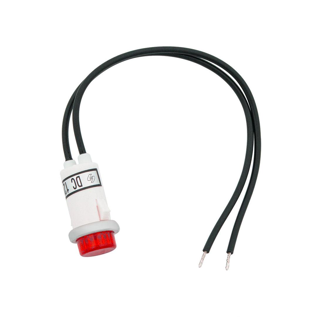 16 Amp 12V Red Warning Light w/ 1/2" Panel Mount and Leads 1 Pc. - View 1